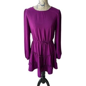 City Triangles Long Sleeve Fit & Flare Magenta Mini Dress Juniors Size XL